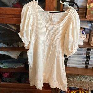Free People Cream Pintuck Peasant Tunic